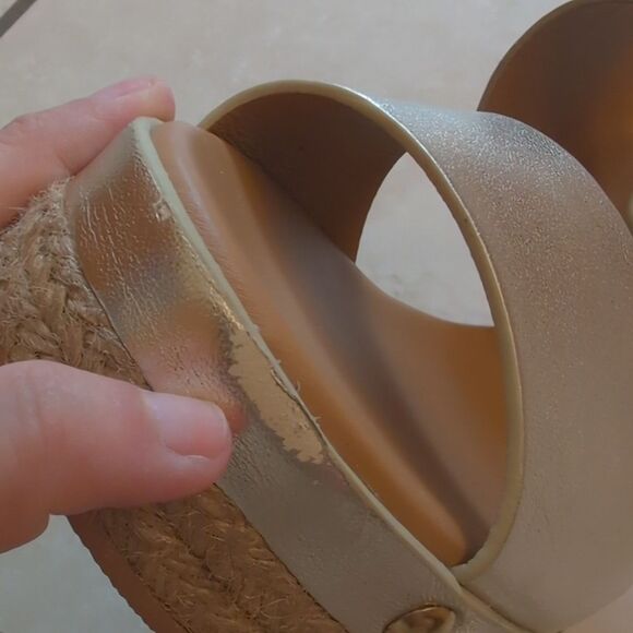 NEW See By Chloe Lamb Joline Heel Sandals Block Platform Gold FLAWED - Picture 10 of 12